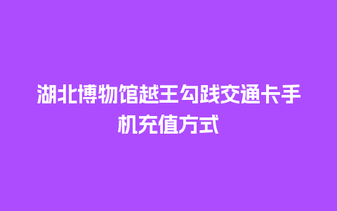 湖北博物馆越王勾践交通卡手机充值方式