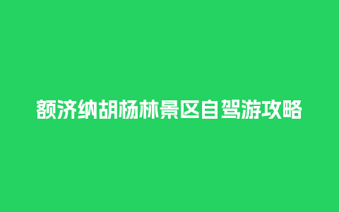 额济纳胡杨林景区自驾游攻略