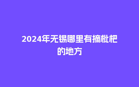 2024年无锡哪里有摘枇杷的地方