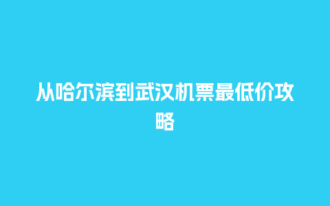 从哈尔滨到武汉机票最低价攻略