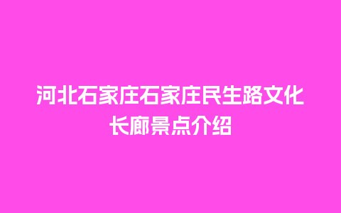 河北石家庄石家庄民生路文化长廊景点介绍