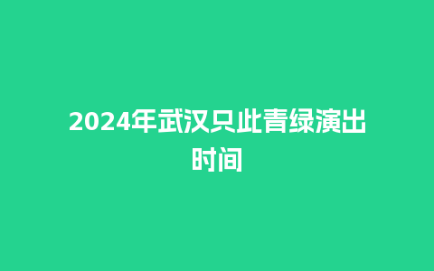 2024年武汉只此青绿演出时间