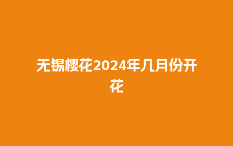 无锡樱花2024年几月份开花