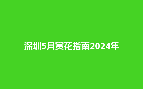 深圳5月赏花指南2024年