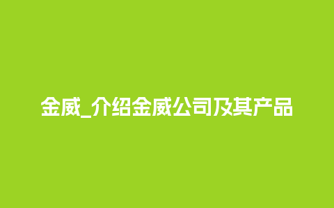 金威_介绍金威公司及其产品