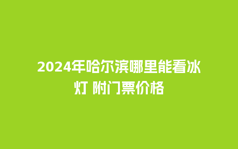 2024年哈尔滨哪里能看冰灯 附门票价格