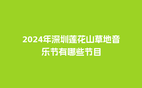 2024年深圳莲花山草地音乐节有哪些节目