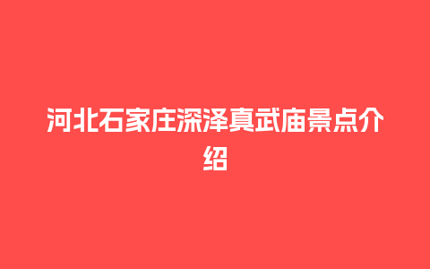 河北石家庄深泽真武庙景点介绍