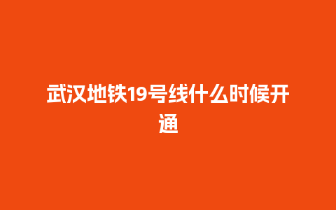 武汉地铁19号线什么时候开通