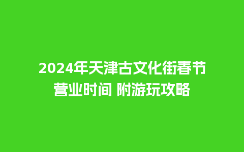 2024年天津古文化街春节营业时间 附游玩攻略