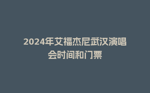 2024年艾福杰尼武汉演唱会时间和门票