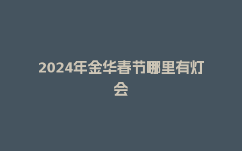 2024年金华春节哪里有灯会