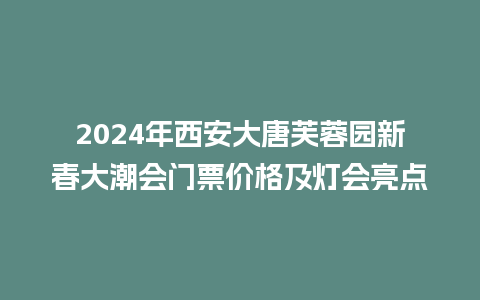 2024年西安大唐芙蓉园新春大潮会门票价格及灯会亮点