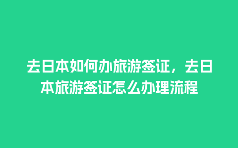 去日本如何办旅游签证，去日本旅游签证怎么办理流程