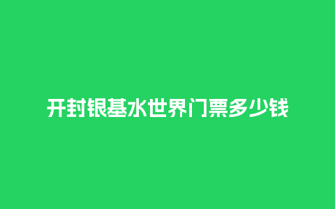 开封银基水世界门票多少钱