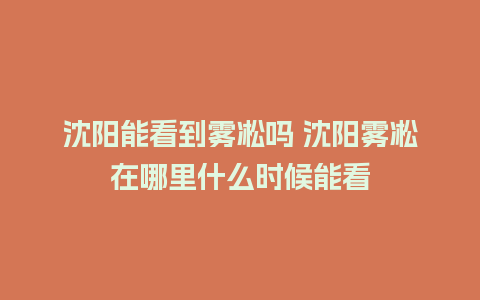 沈阳能看到雾凇吗 沈阳雾凇在哪里什么时候能看