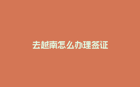 去越南怎么办理签证