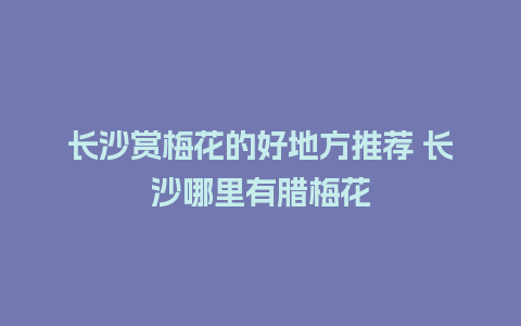 长沙赏梅花的好地方推荐 长沙哪里有腊梅花