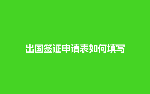 出国签证申请表如何填写