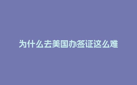 为什么去美国办签证这么难