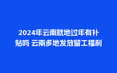 2024年云南就地过年有补贴吗 云南多地发放留工福利