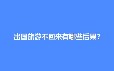 出国旅游不回来有哪些后果？