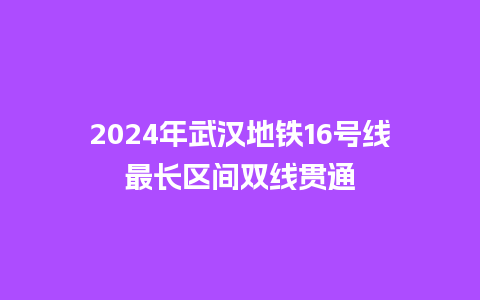 2024年武汉地铁16号线最长区间双线贯通