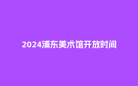 2024浦东美术馆开放时间