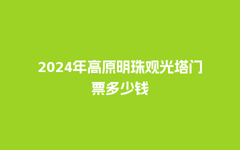 2024年高原明珠观光塔门票多少钱