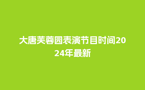 大唐芙蓉园表演节目时间2024年最新