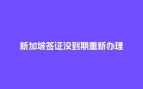 新加坡签证没到期重新办理