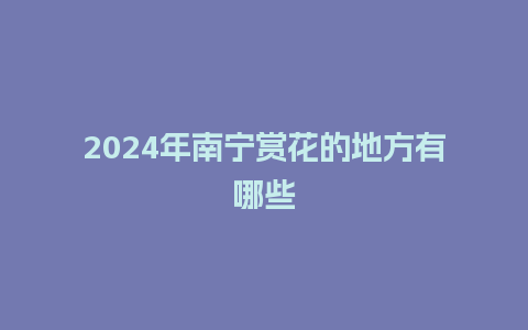 2024年南宁赏花的地方有哪些