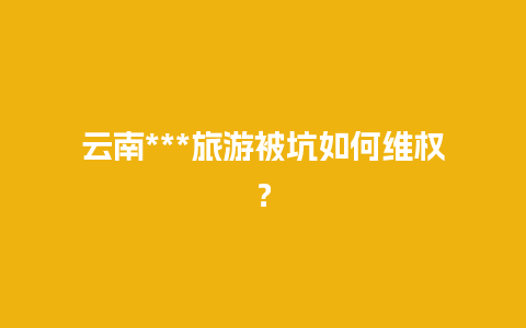 云南***旅游被坑如何维权？