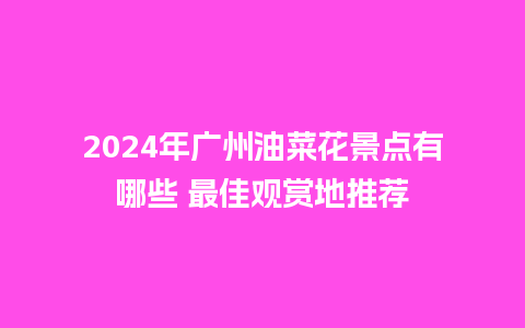 2024年广州油菜花景点有哪些 最佳观赏地推荐