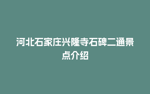 河北石家庄兴隆寺石碑二通景点介绍