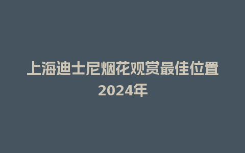 上海迪士尼烟花观赏最佳位置2024年