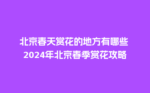 北京春天赏花的地方有哪些 2024年北京春季赏花攻略