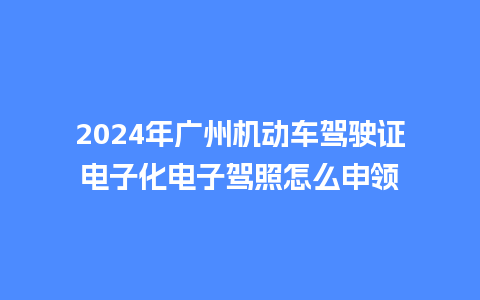 2024年广州机动车驾驶证电子化电子驾照怎么申领