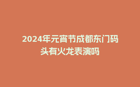 2024年元宵节成都东门码头有火龙表演吗