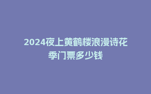 2024夜上黄鹤楼浪漫诗花季门票多少钱