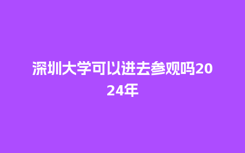 深圳大学可以进去参观吗2024年