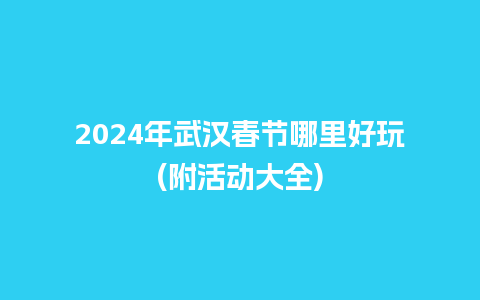 2024年武汉春节哪里好玩(附活动大全)