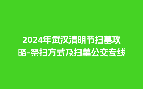 2024年武汉清明节扫墓攻略-祭扫方式及扫墓公交专线