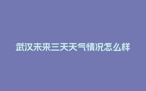 武汉未来三天天气情况怎么样