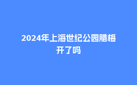 2024年上海世纪公园腊梅开了吗