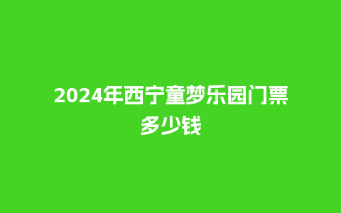 2024年西宁童梦乐园门票多少钱