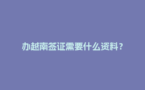 办越南签证需要什么资料？