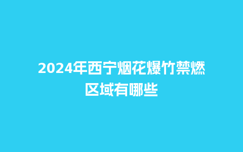 2024年西宁烟花爆竹禁燃区域有哪些