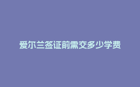 爱尔兰签证前需交多少学费