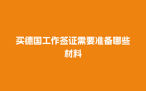 买德国工作签证需要准备哪些材料